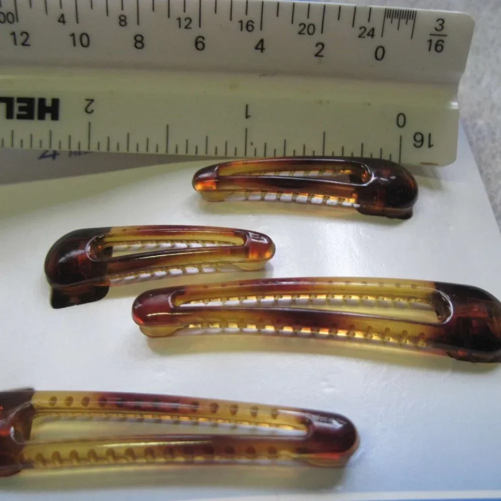 4 Goody Plastic Salon Clips Spring Backs Secure Hair Section Dark Black Red 2002